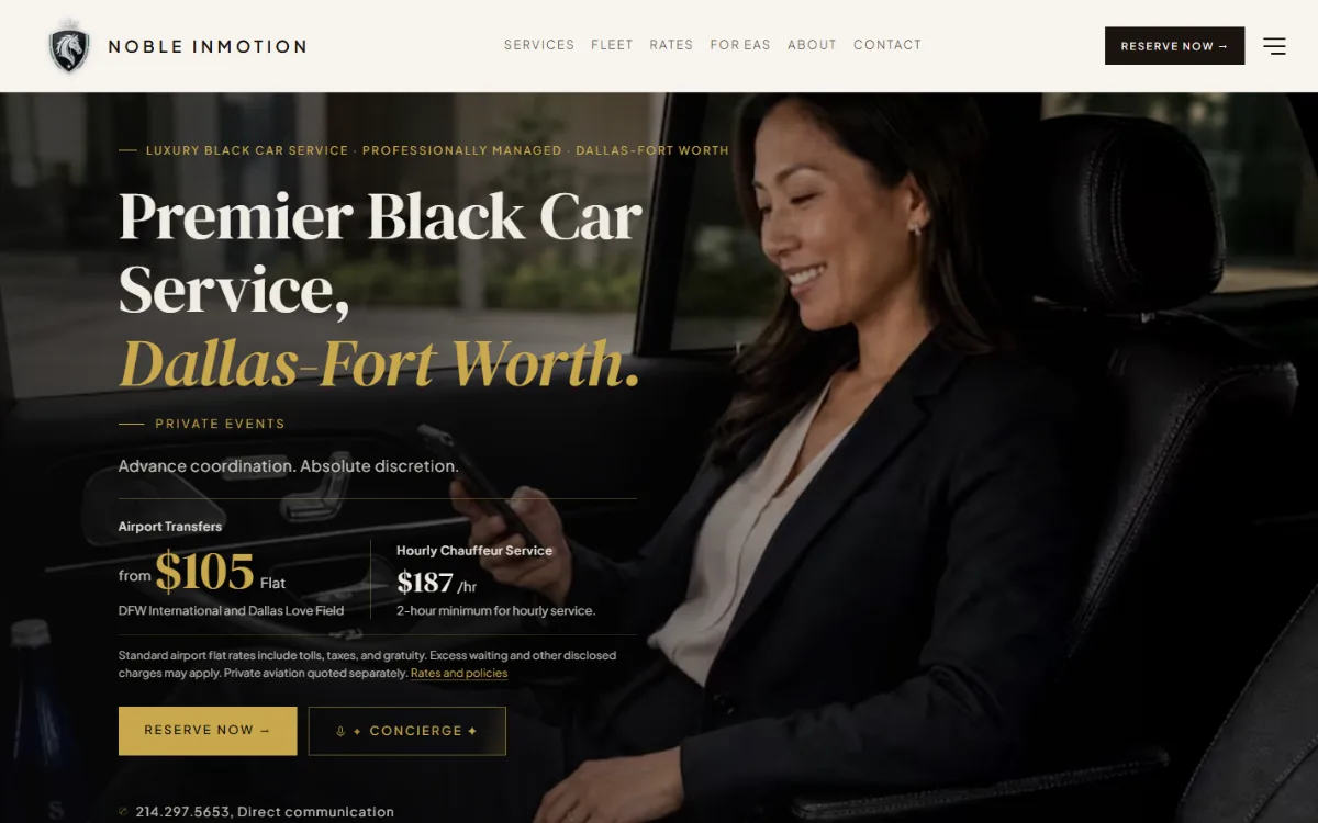 Homepage of the Noble InMotion website